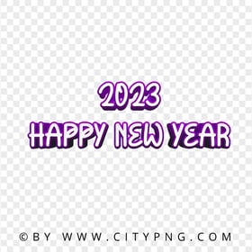 2023 Happy New Year 3D Purple Text PNG