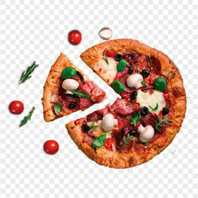 Taleggio Mushroom Pizza with Tomatoes HD Transparent PNG