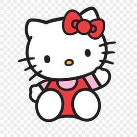 Sweet Hello Kitty Sitting While Waving HD Transparent PNG