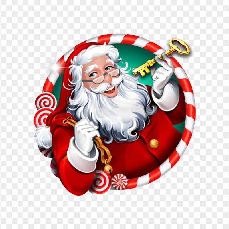 Santa Smiling On Round Shape Illustration HD PNG