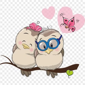 Cartoon Couple Birds In Love HD PNG