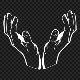 Outline White Open Hands Receiving PNG Image