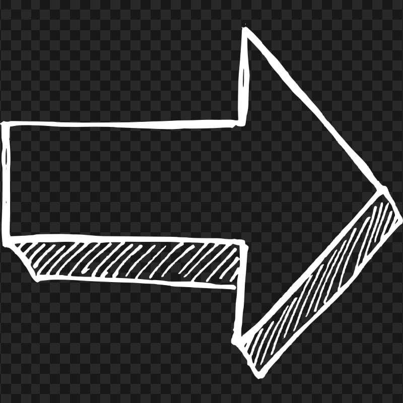 White Outline Drawing Arrow 3D Effect Point Right