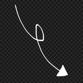 HD White Line Art Drawn Arrow Pointing Down Right PNG