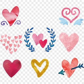 Download Collection Of Watercolor Hearts PNG