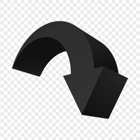 HD Black 3D Curved Arrow Pointing Down PNG