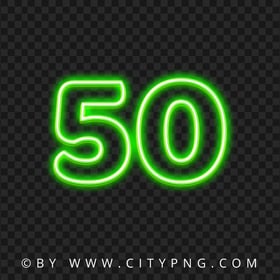 50 Green Text Number Neon Light FREE PNG