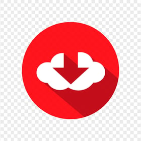 Flat Cloud Circle Download Red Icon Button PNG