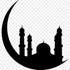 Black Ramadan Mosque Moon Silhouette Icon