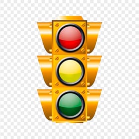 Realistic Yellow Traffic Light Signal PNG