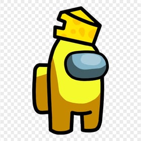 HD Yellow Among Us Character With Cheese Hat PNG