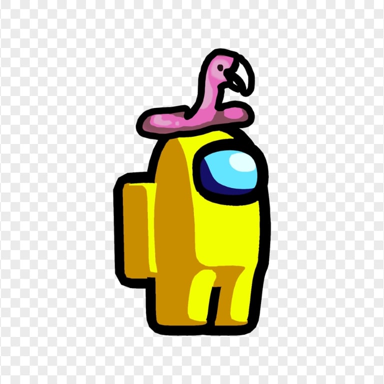 HD Yellow Among Us Crewmate Character With Flamingo Hat PNG