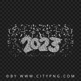 HD Silver 2023 Number With Falling Confetti PNG
