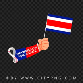 World Cup 2022 Hand Holding Costa Rica Flag Pole PNG