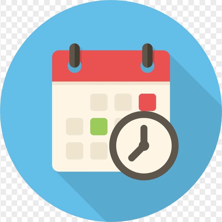 Round Flat Date & Time Calendar Icon HD PNG