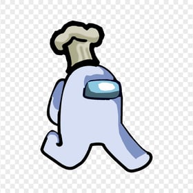 HD White Among Us Character Walking With Chef Hat PNG
