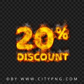 HD Burning Discount 20 Percent Text Fire Flames PNG