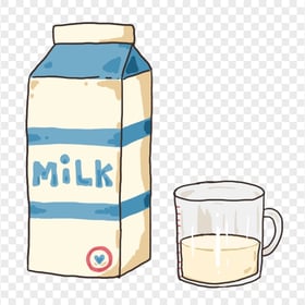 HD Cartoon Clipart Milk Box With Glass PNG