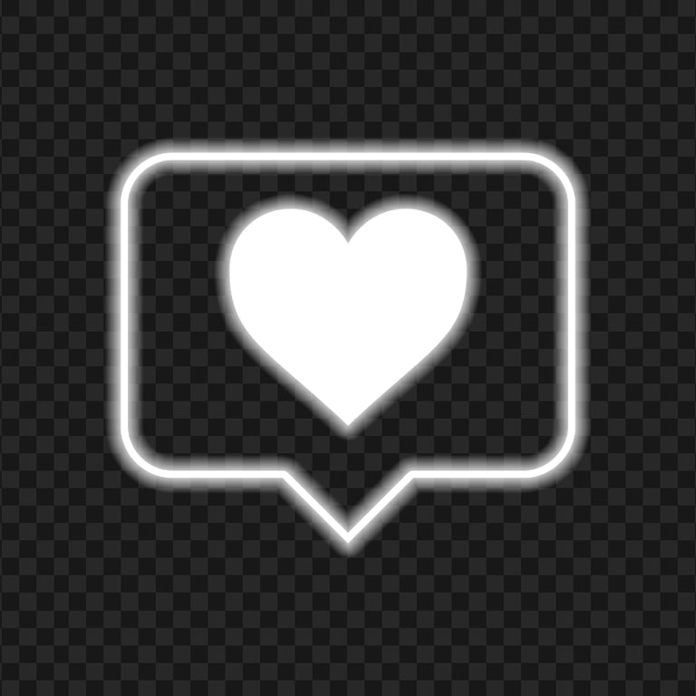 HD Neon Glowing White Heart Icon Notification Instagram PNG