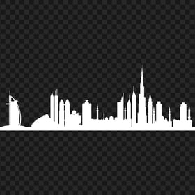 Dubai Skyline Burj Khalifa City White Silhouette PNG
