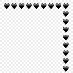 HD Black Hearts Emoji Corner Border PNG