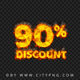 Discount 90 Percent Text On Fire Sign PNG