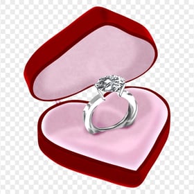 HD 3D Diamond Ring In Red Heart Box PNG