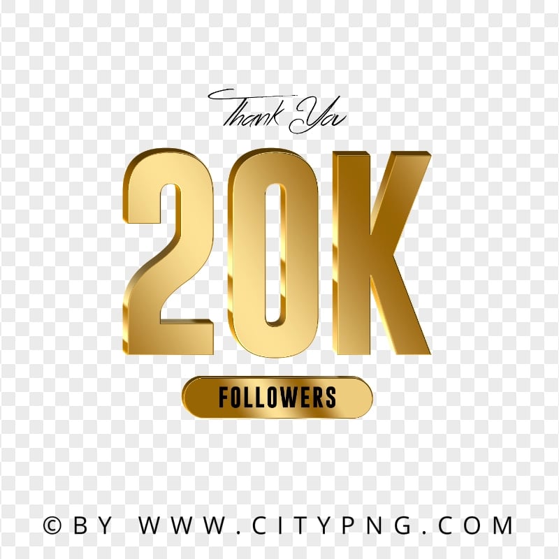 HD Thank You 20K Followers Gold Transparent PNG