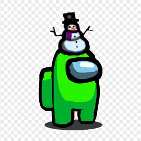 HD Among Us Lime Crewmate Character With Snowman Hat PNG