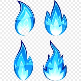HD Set Of Four Blue Fire Flames Logos Icons PNG