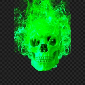 Skull Skeleton Head On Green Fire HD PNG