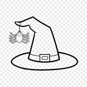 HD Halloween Outline Black Witch Hat With Spider PNG