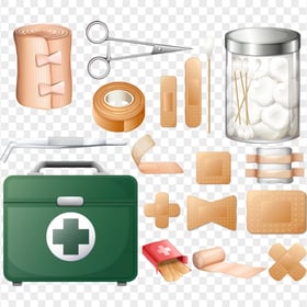 Illustration Set First Aid Items Emergency Icons