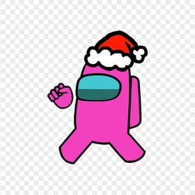 HD Pink Among Us Character Wear Santa Hat PNG