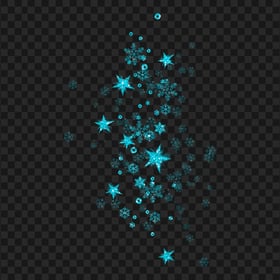Teal Blue Shine Falling Stars Effect PNG Image