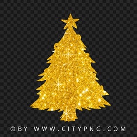 HD Golden Gold Glitter Christmas Tree PNG