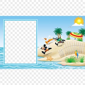 Mickey, Goofy And Donald Duck Beach Photo Frame PNG