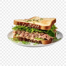 HD Classic Tuna Salad Sandwich on Dish Transparent PNG