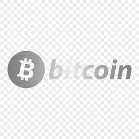 HD Silver Brushed BTC Bitcoin Text Logo PNG