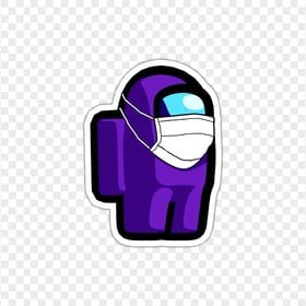 HD Purple Among Us Character Covid Surgical Mask Stickers PNG