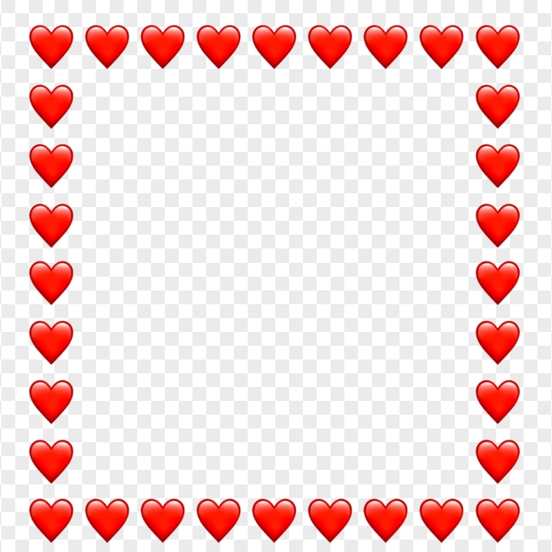 HD Red Hearts Emoji Square Frame PNG