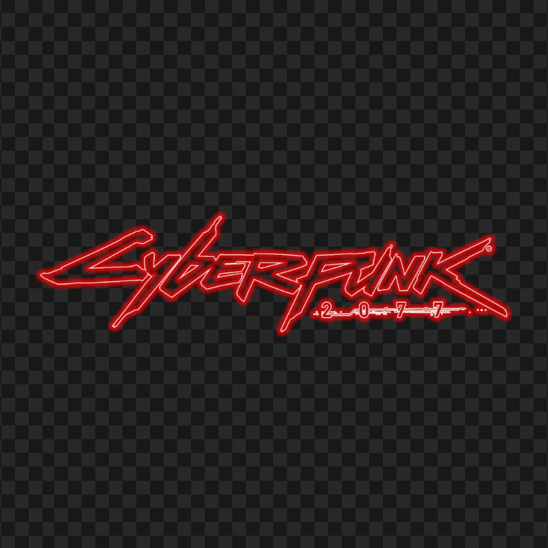 HD Cyberpunk 2077 Game Red Neon Logo PNG