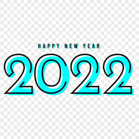 HD Creative Blue & Black Happy New Year 2022 PNG