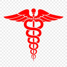 Caduceus Red Medical Symbol Silhouette Transparent Background