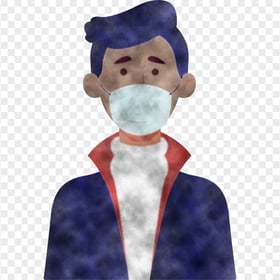 Cartoon Man Wear Dust Pollution Surgical Mask