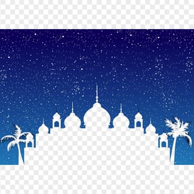 Blue Sky Islamic Background Mosque Palms Ramadan