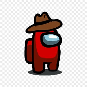 HD Red Among Us Character With Cowboy Hat PNG