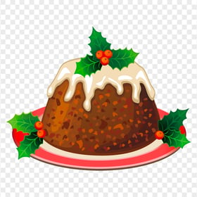 Illustration Cartoon Christmas Pudding On Plate HD PNG