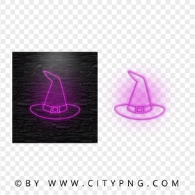 HD Halloween Purple Neon Witch Hat PNG