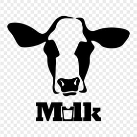 HD Black Cow Head Logo & Milk Word PNG